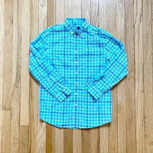 Vineyard Vines blue and green plaid boys dress shirt